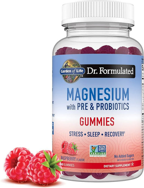 garden of life - dr. formulated magnesium with pre & probiotics gummies - 60 gummies, framboesa