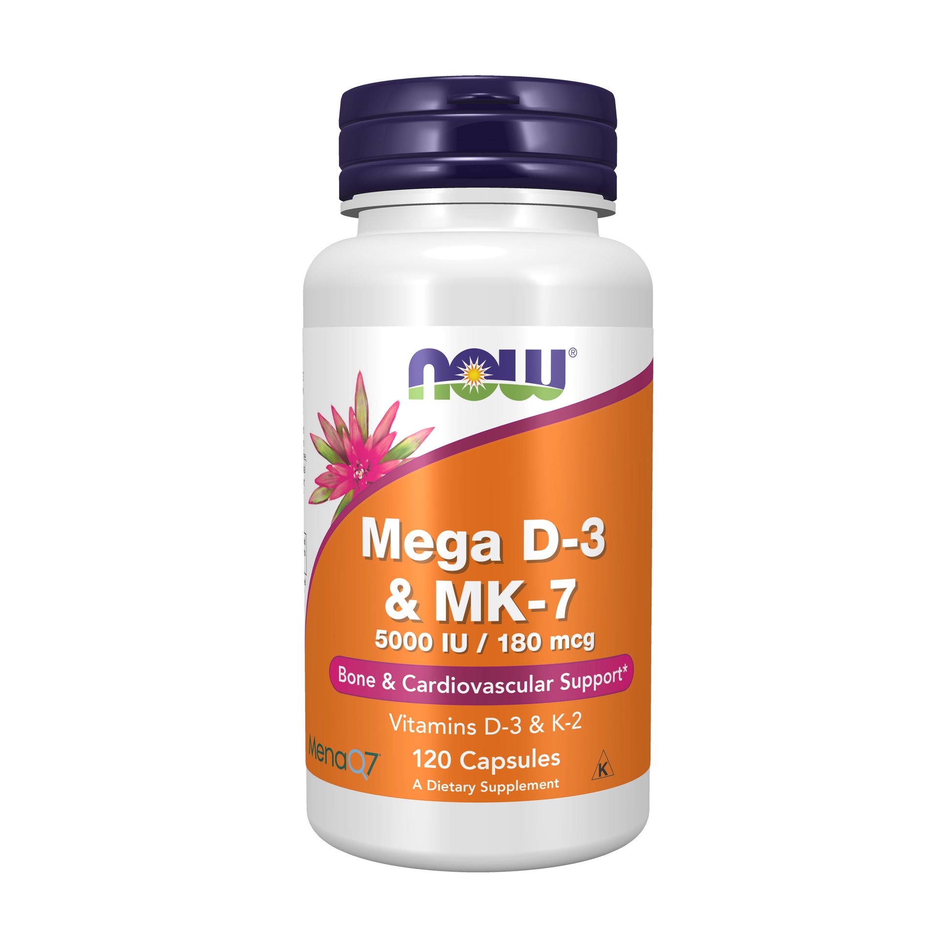 now - mega d-3 & mk-7, 5000 iu / 180 mcg - 120 capsules