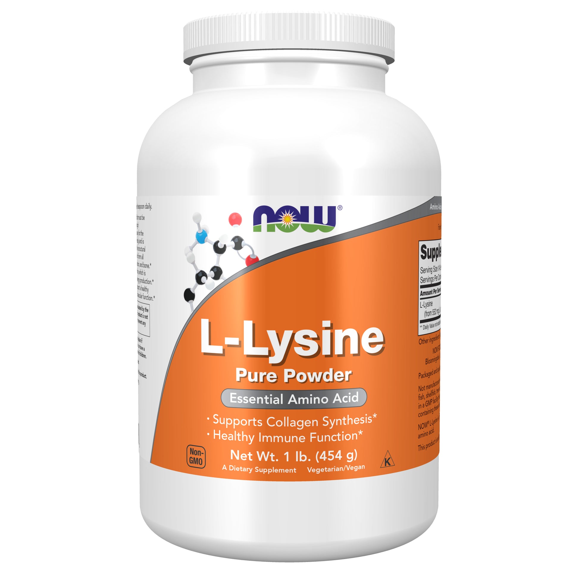 now - l-lysine powder, 454 gramas