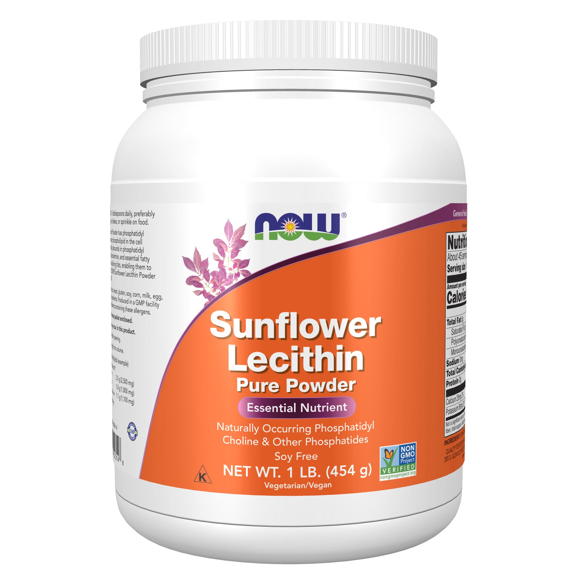 now - sunflower lecithin powder, 454 gramas