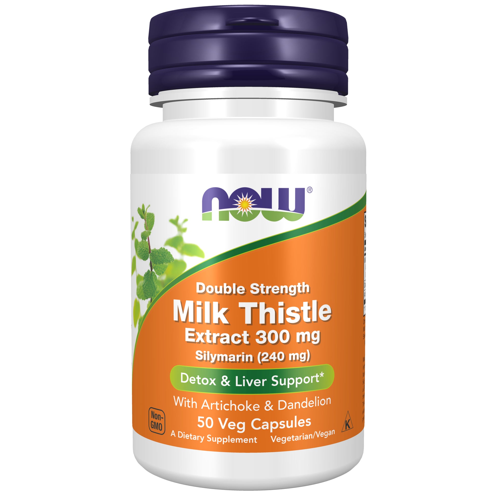 now - double strength milk thistle extract 300 mg - 50 veg capsules