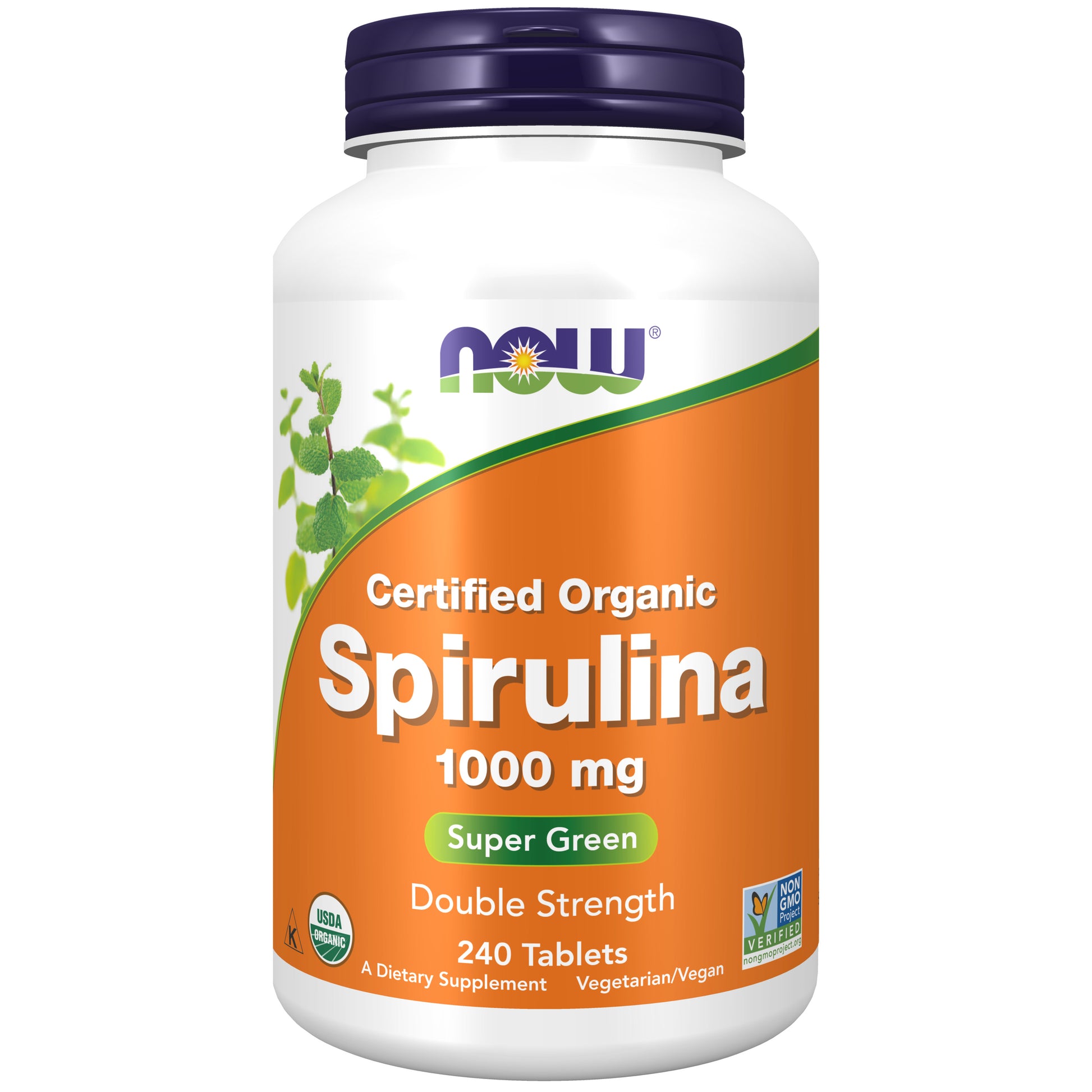 now - organic spirulina 1000 mg (double strength) - 240 tablets