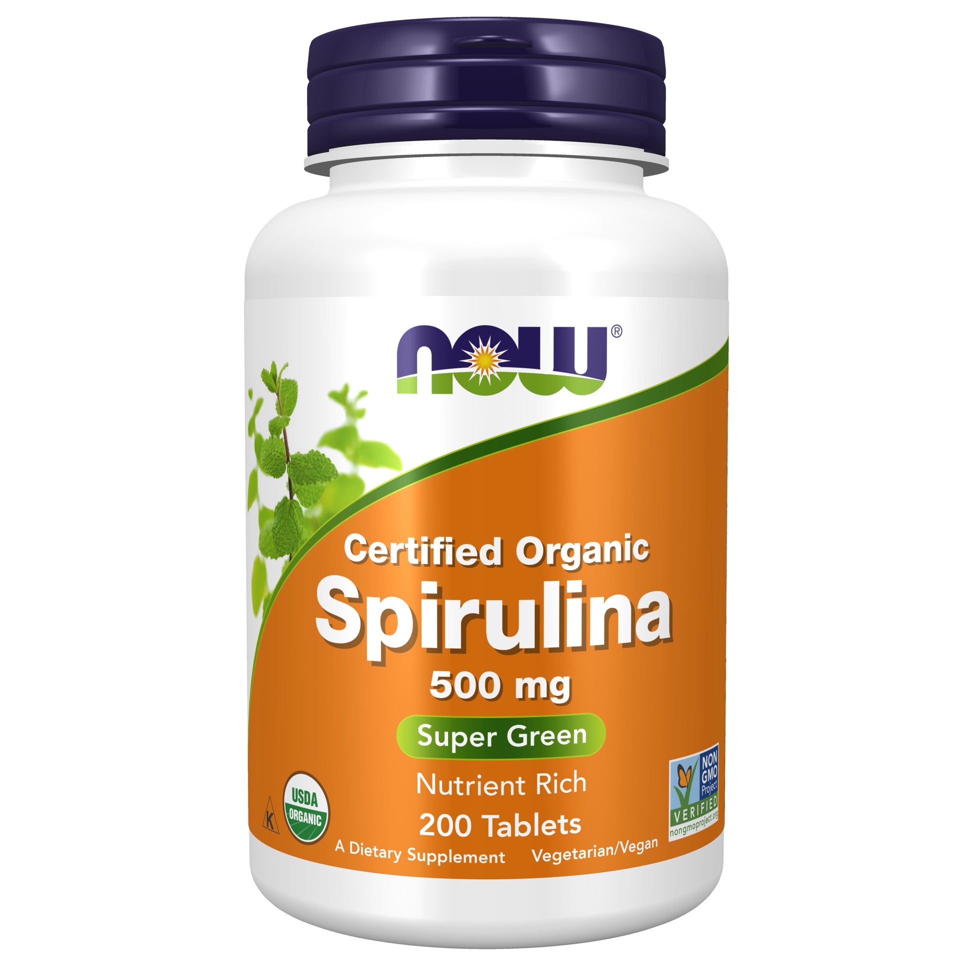 now - organic spirulina 500 mg - 200 tablets