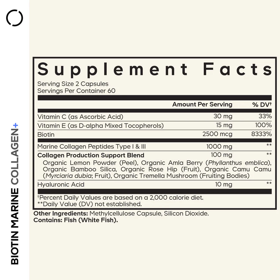 biotin marine collagen - 120 cápsulas vegetales - codeage