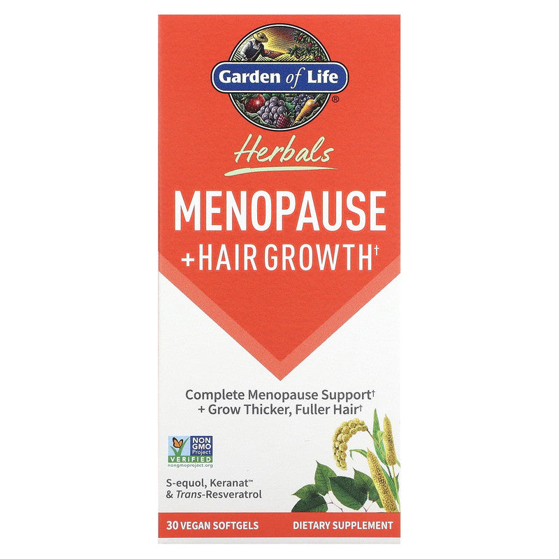 garden of life - herbals menopause + hair growth - 30 vegan softgels