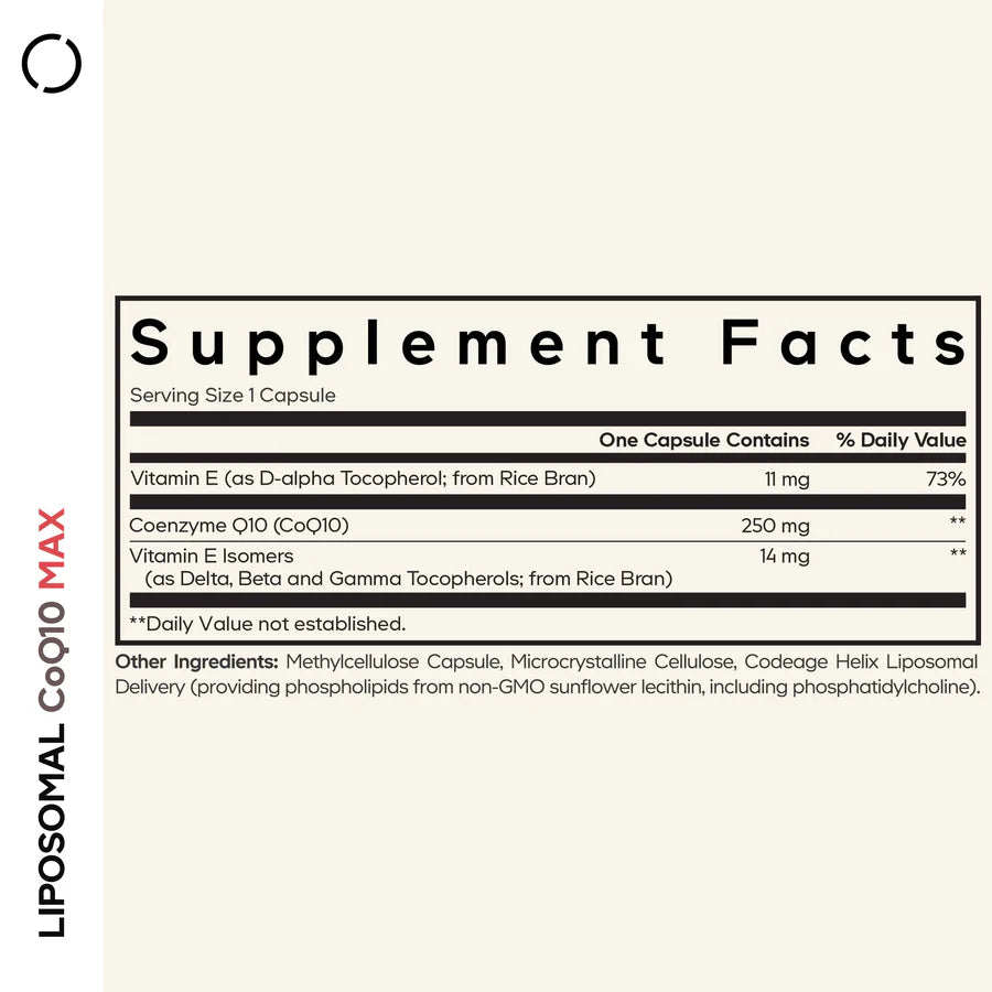 liposomal coq10 max - 60 cápsulas vegetales - codeage