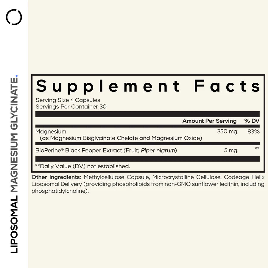 Glicinato de magnesio liposomal - 120 cápsulas vegetales - codeage