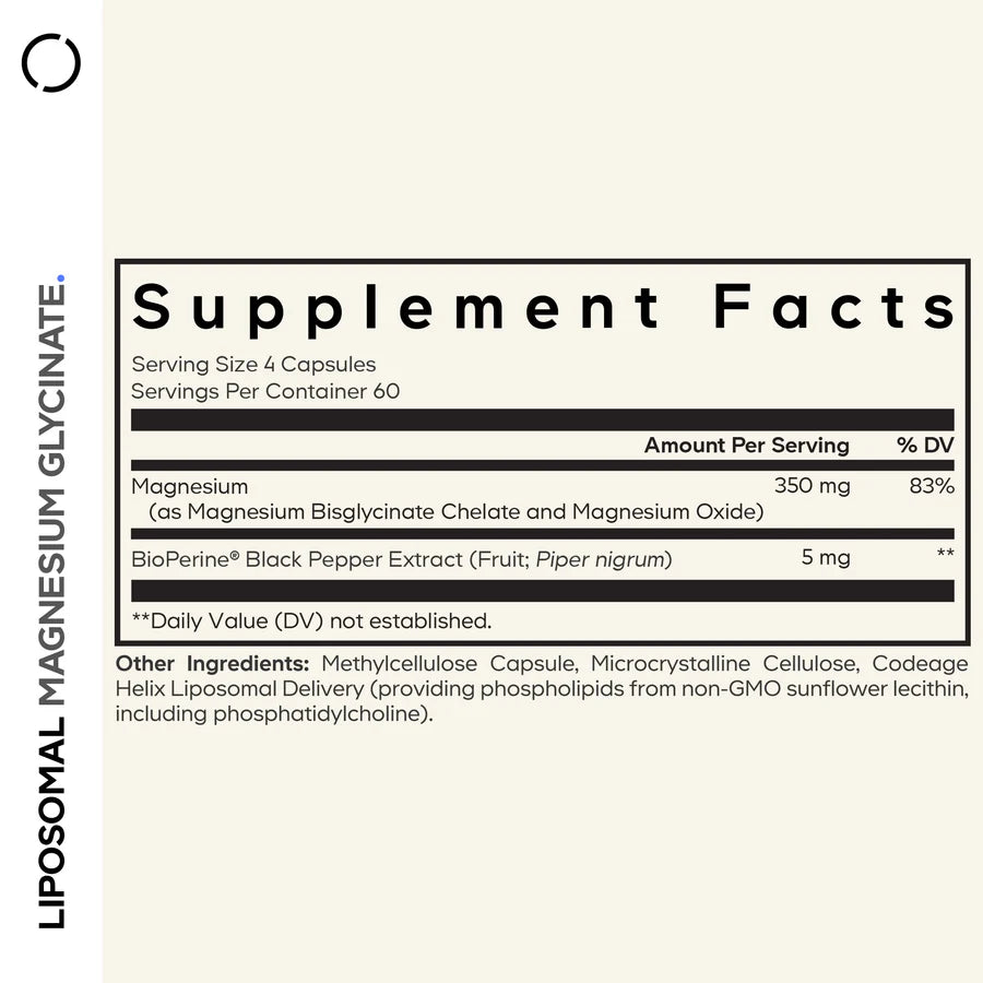 Magnesio glicinato liposomal - 240 cápsulas vegetales - Codeage