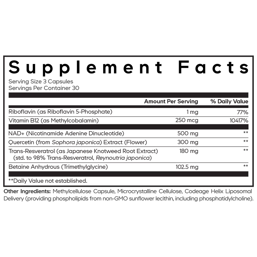 liposomal nad+ ultra - 90 cápsulas vegetales - codeage
