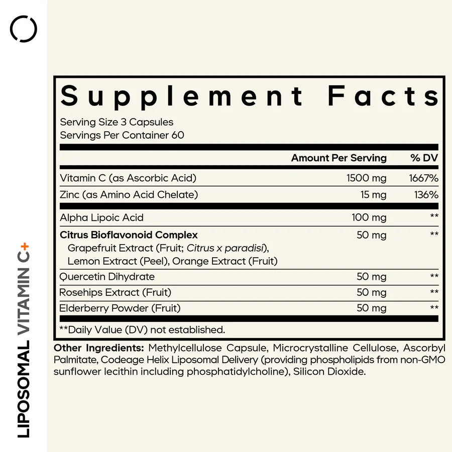 vitamina c liposomal+ - 180 cápsulas vegetales - codeage