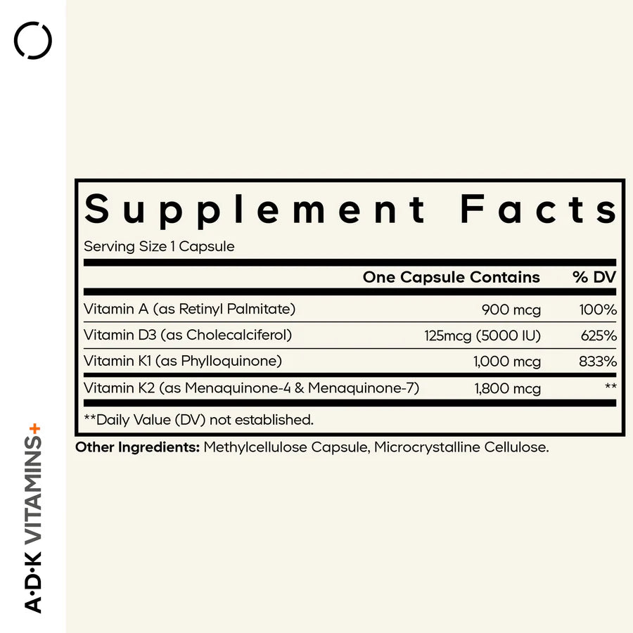 vitaminas a d k + - 180 cápsulas vegetales - codeage