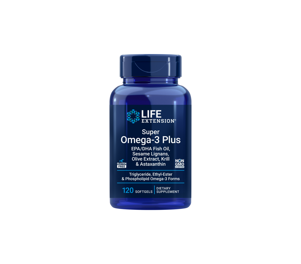 Super Omega-3 Plus EPA/DHA Aceite de pescado, Sésamo, Oliva, Krill y Astax - 120 Cápsulas blandas - Life Extension