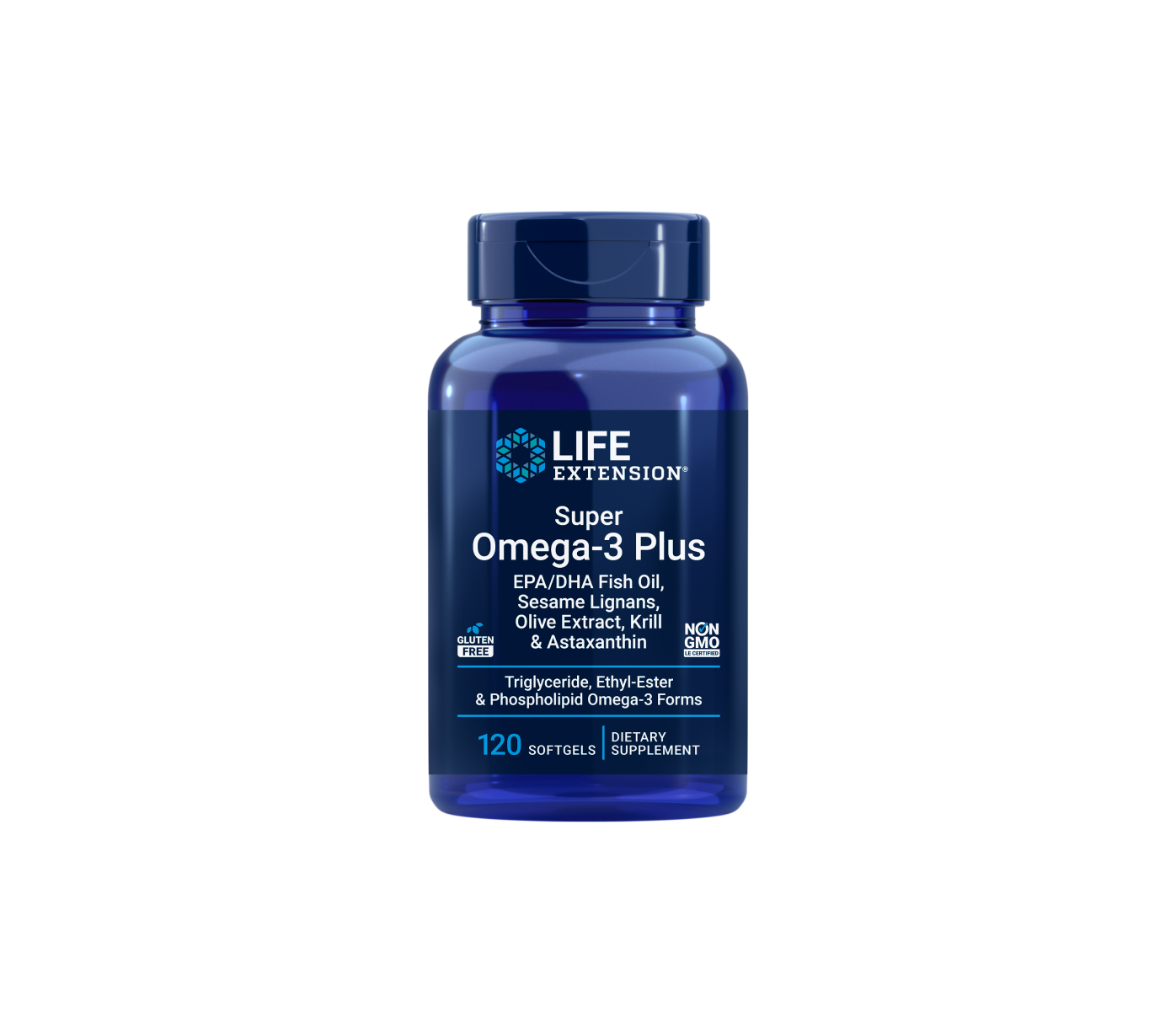 Super Omega-3 Plus EPA/DHA Aceite de pescado, Sésamo, Oliva, Krill y Astax - 120 Cápsulas blandas - Life Extension