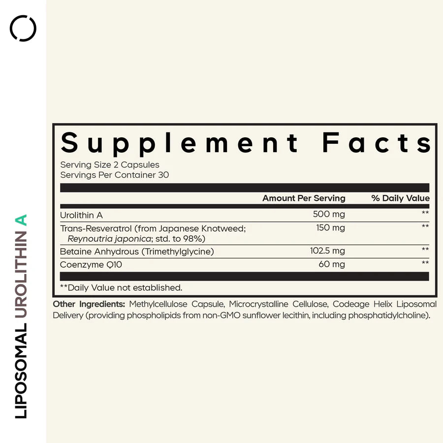 Urolitina A liposomal - 50 cápsulas vegetales - Codeage