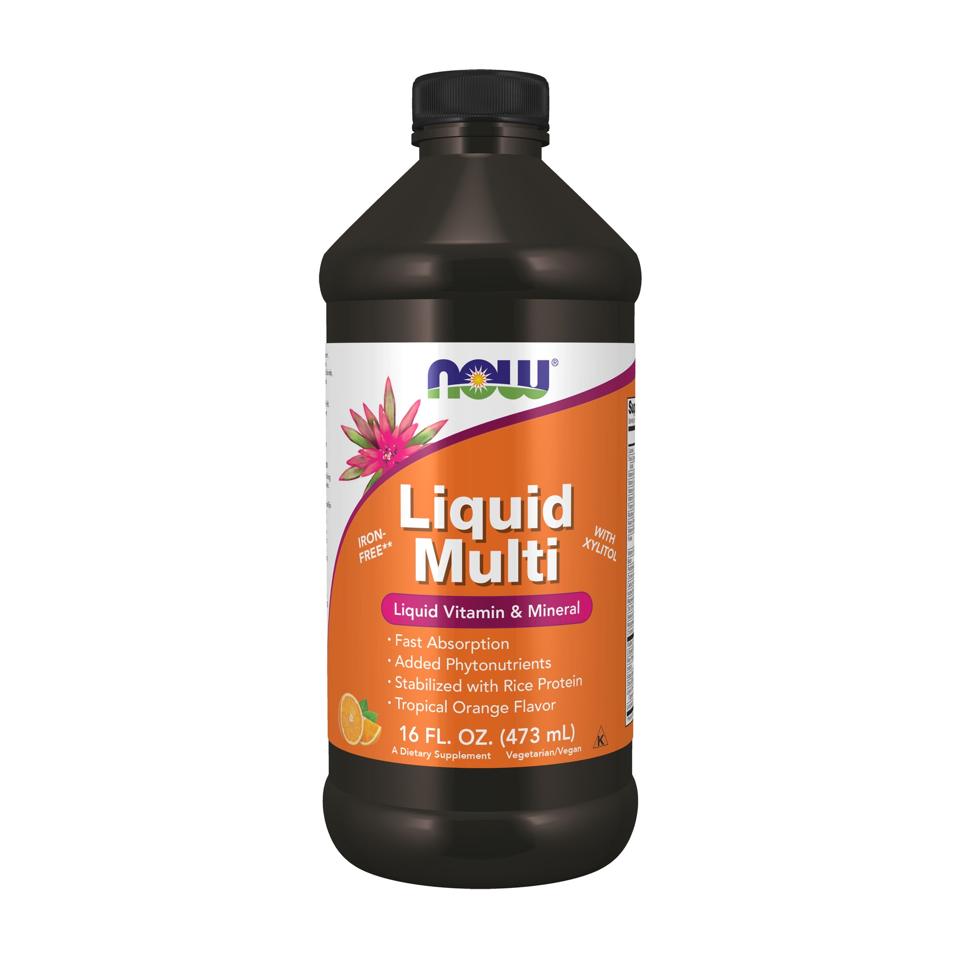 now - liquid multi tropical orange flavor, 473ml