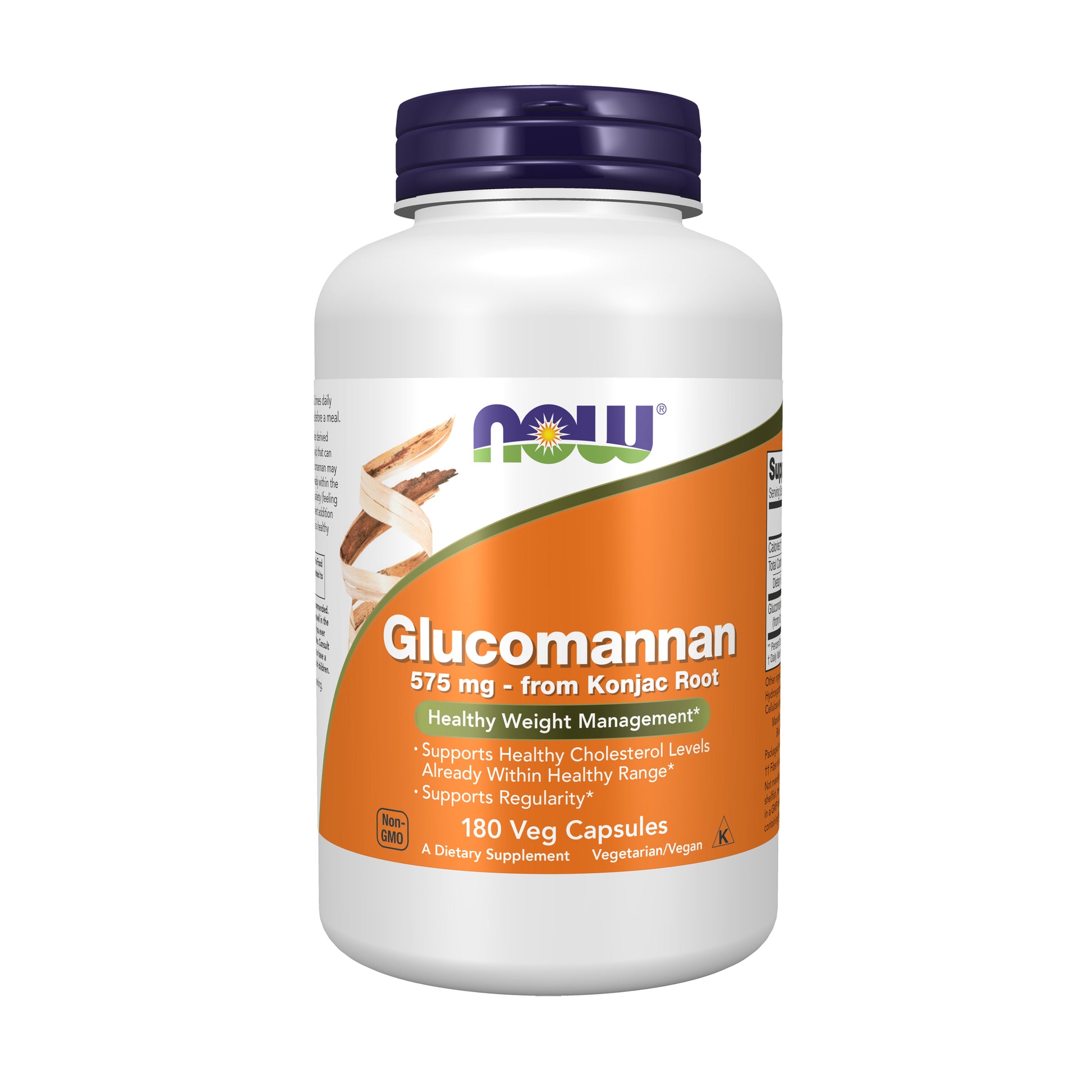 now - glucomannan 575 mg - 180 veg capsules