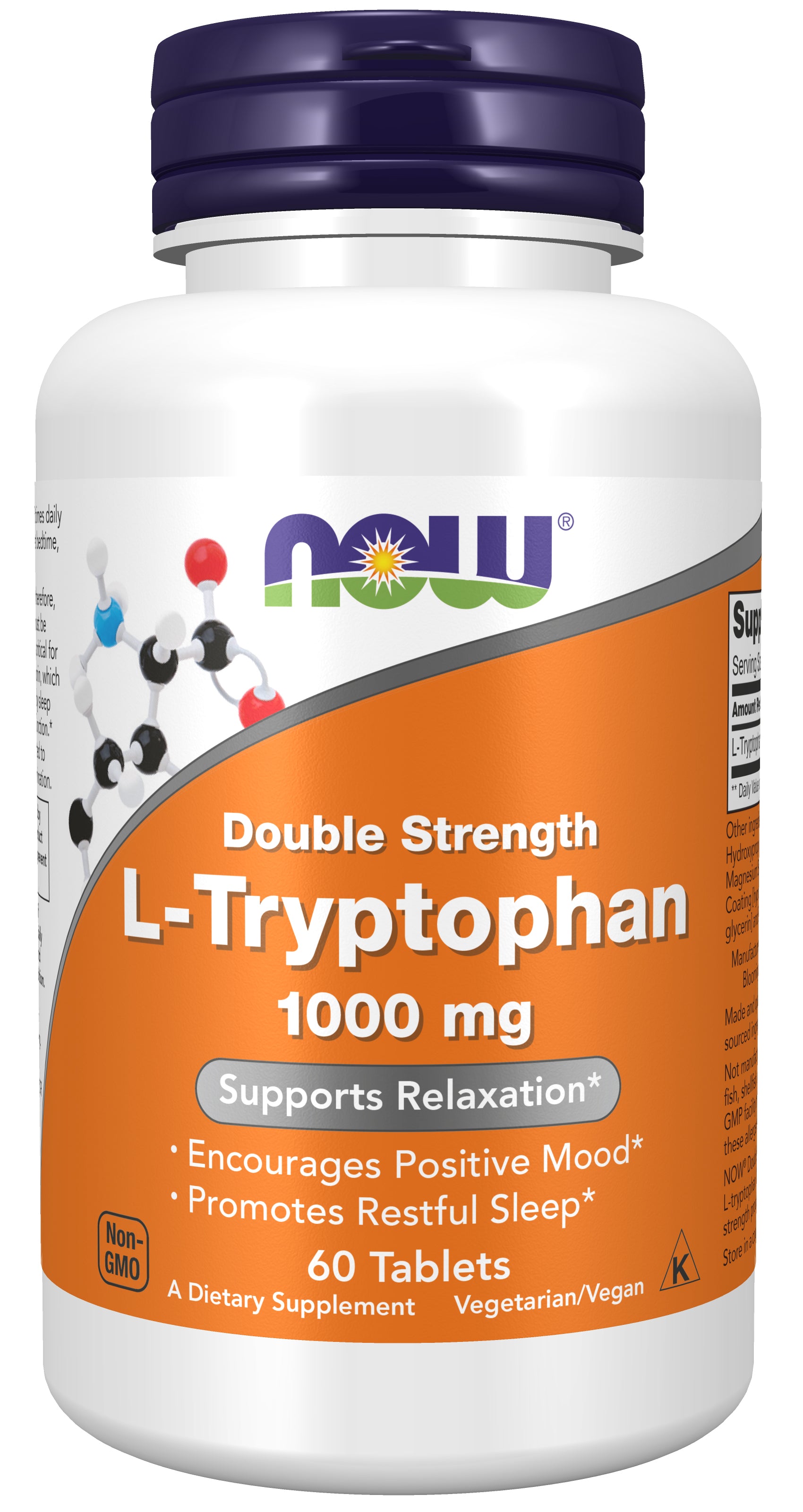 now - l-tryptophan 1,000 mg double strength - 60 tablets