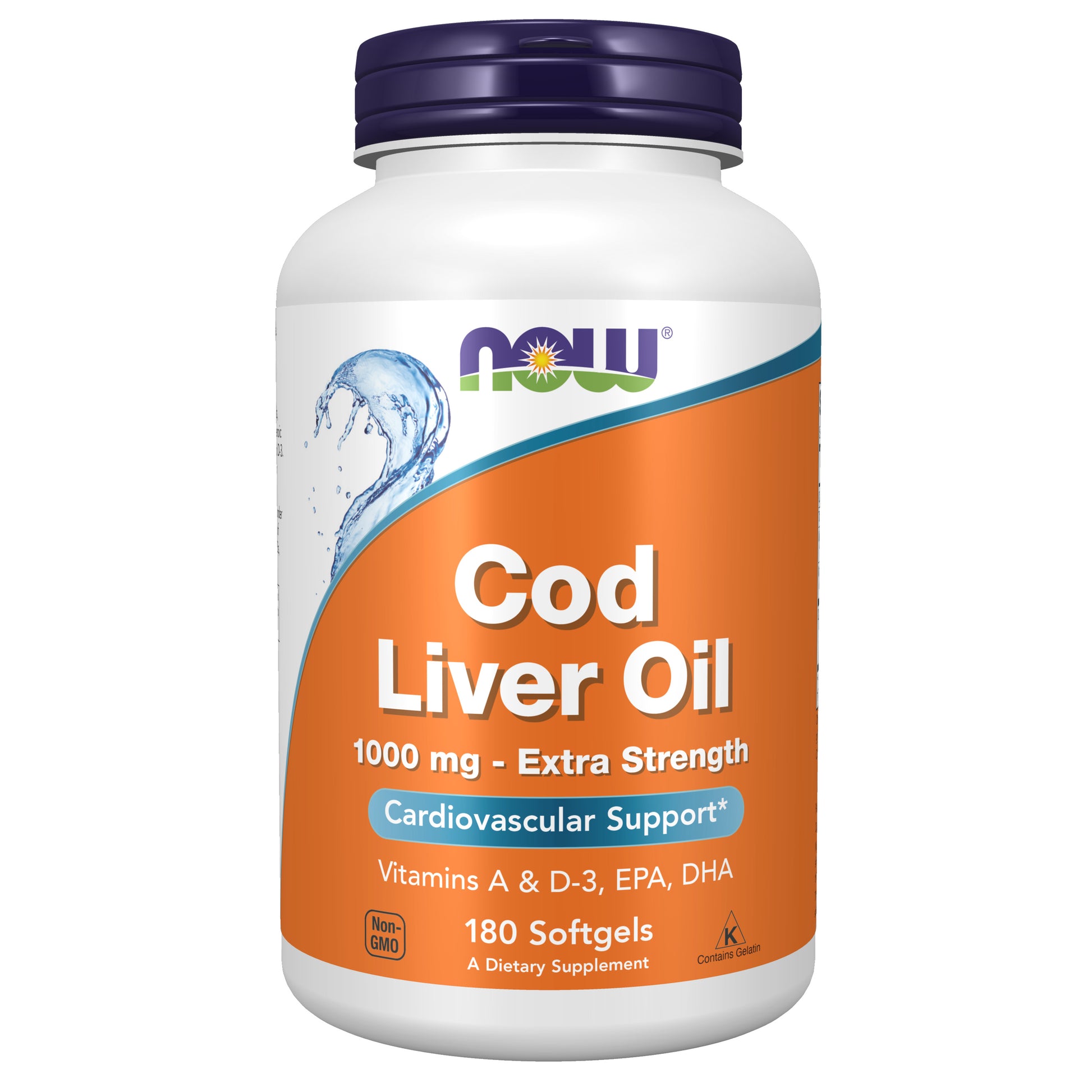 now - cod liver oil extra strength 1,000 mg - 180 softgels