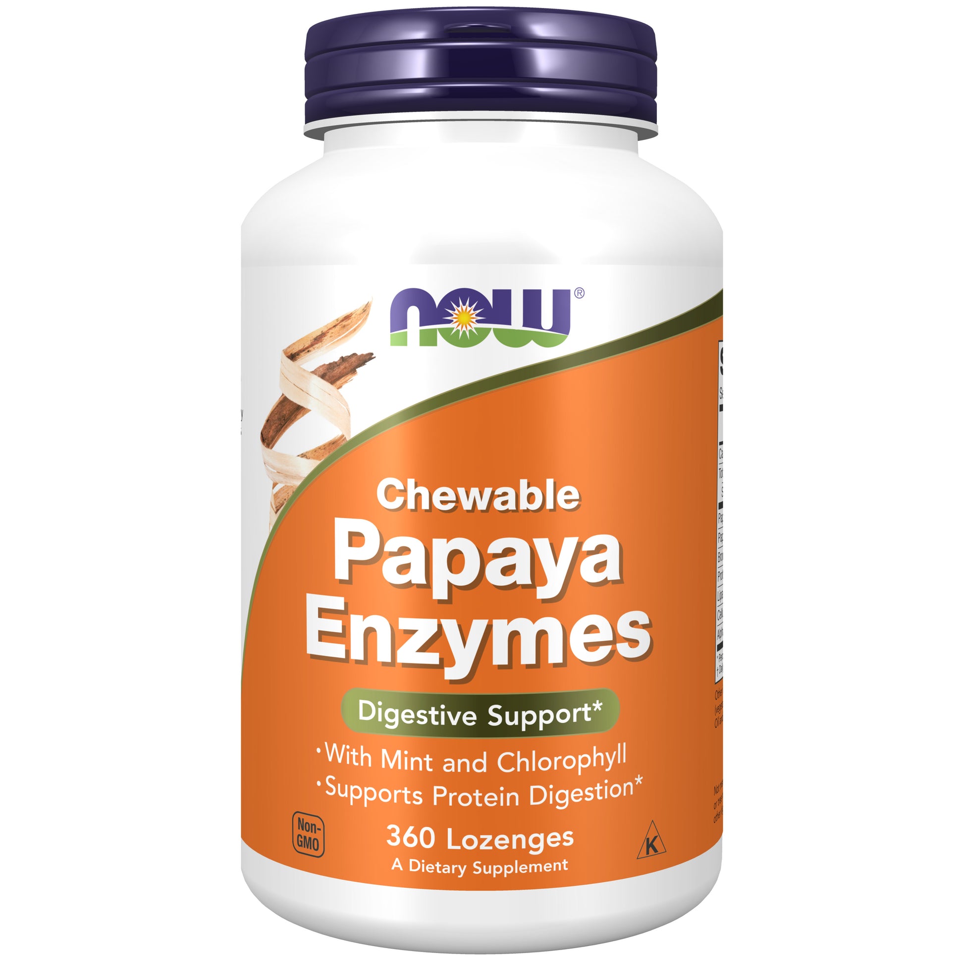 now - papaya enzyme with mint and chlorophyll, 360 chewable lozenges