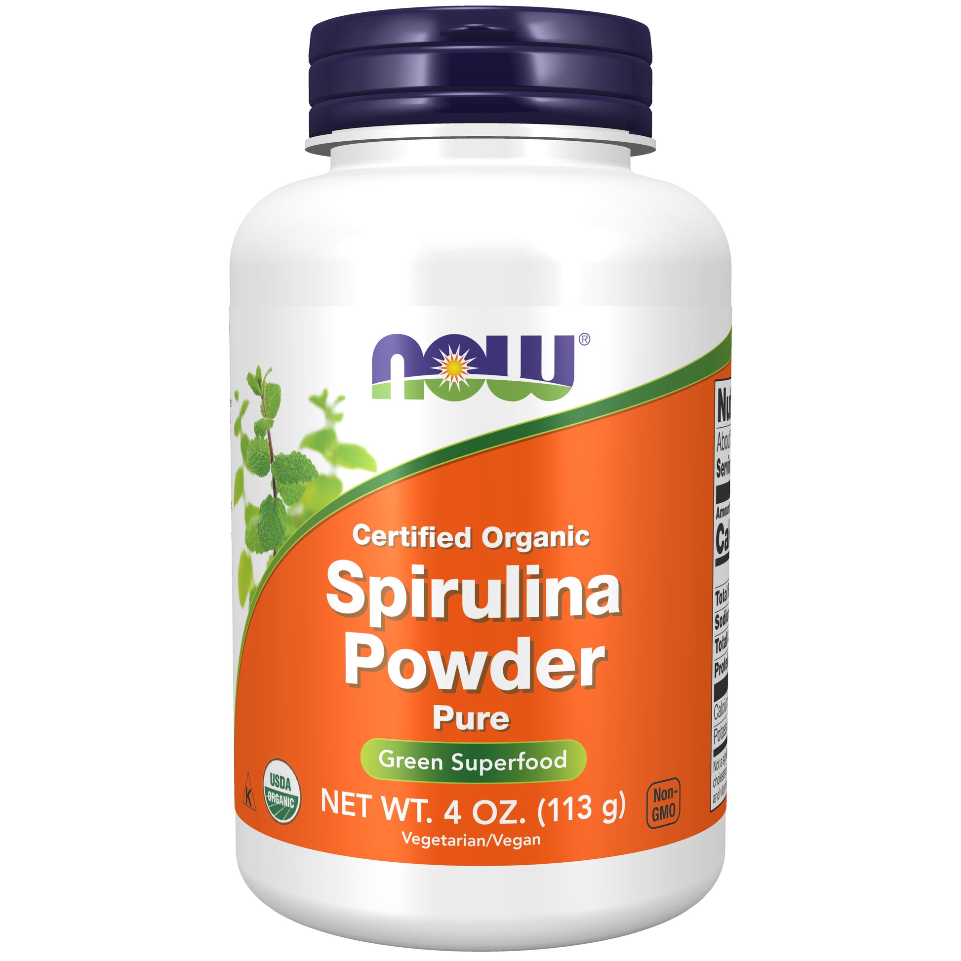 now - supplements organic spirulina powder, 113 gramas