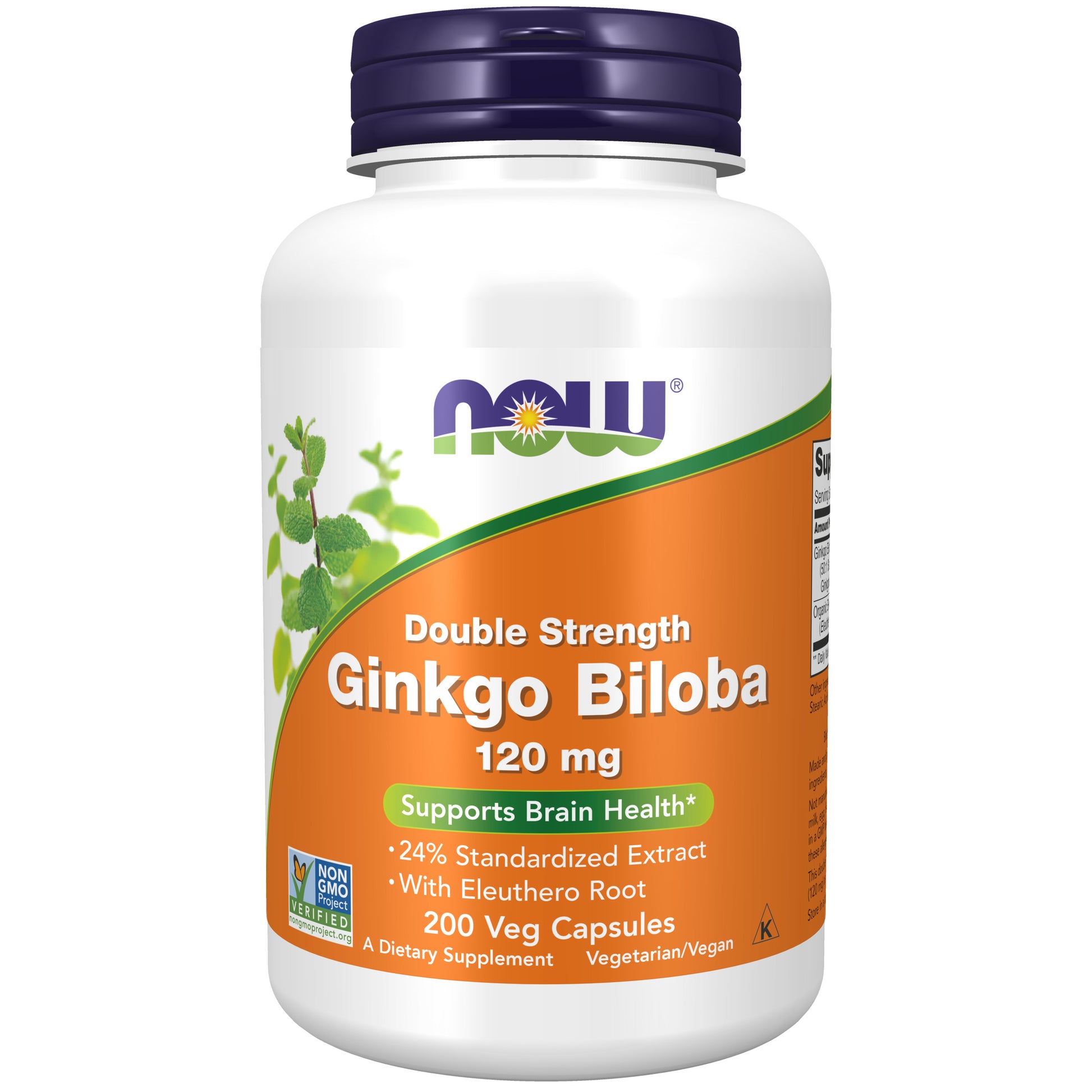 now - ginkgo biloba 120 mg double strength - 200 veg capsules