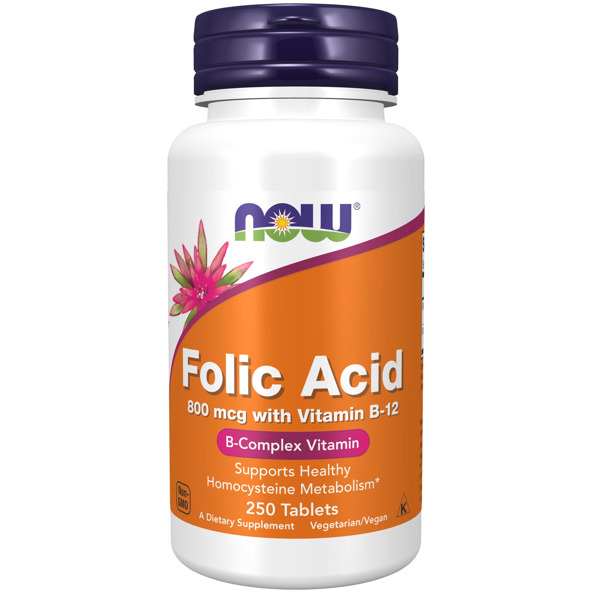 now - folic acid 800 mcg + b-12 (cyanocobalamin) 25 mcg - 250 tablets