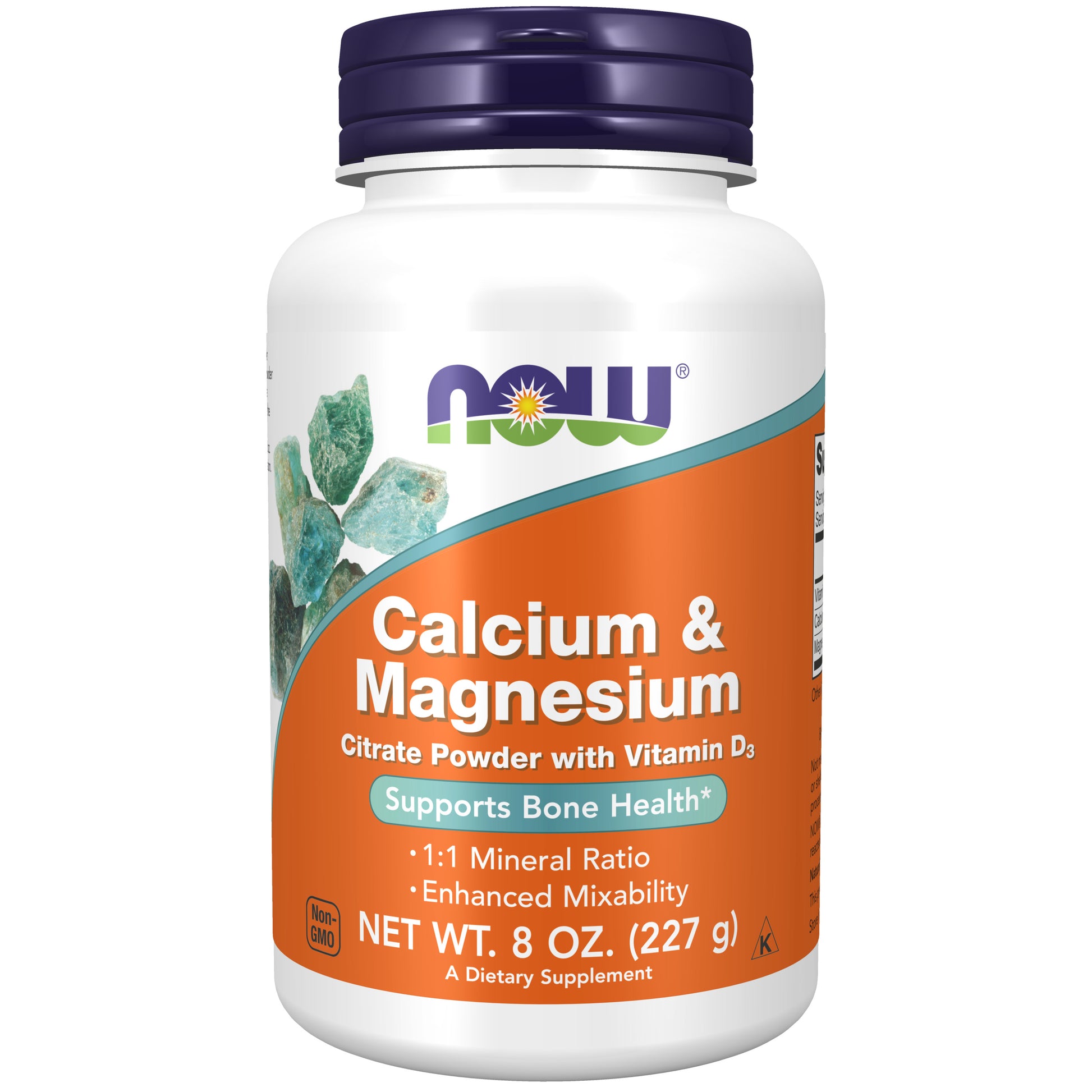 now - calcium & magnesium citrate powder, 227 gramas