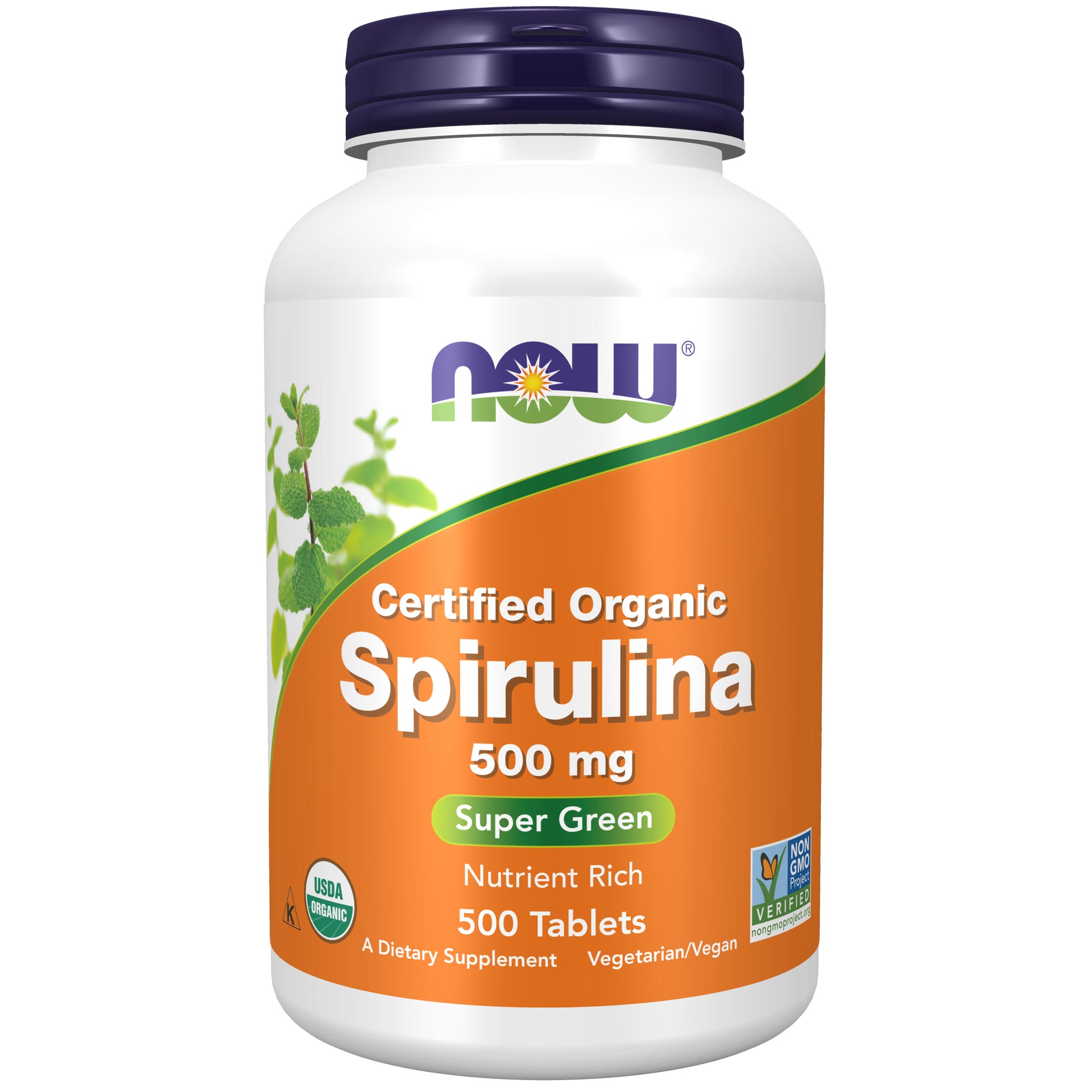 now - organic spirulina 500 mg - 500 tablets