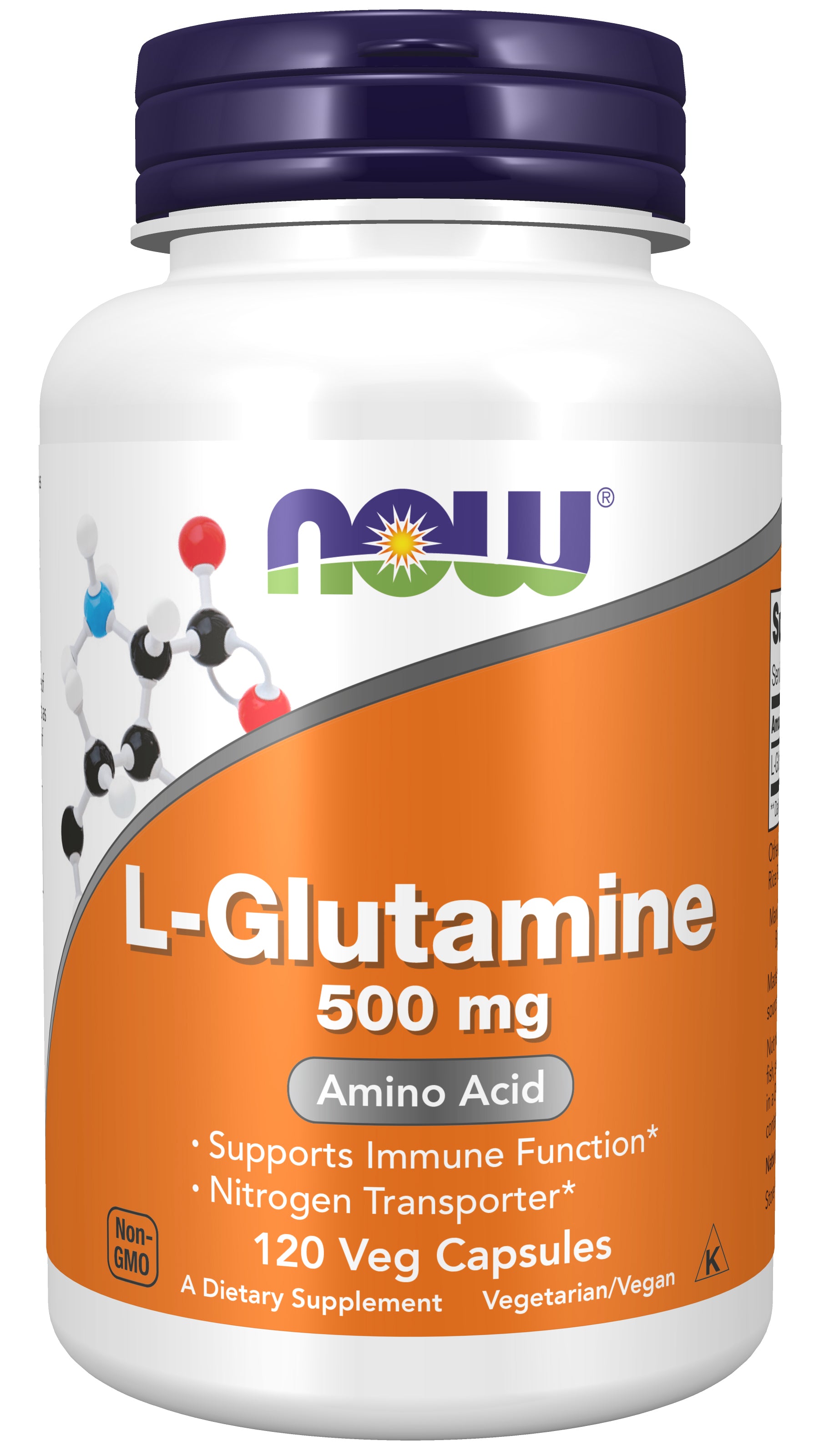 now - l-glutamine 500 mg - 120 veg capsules