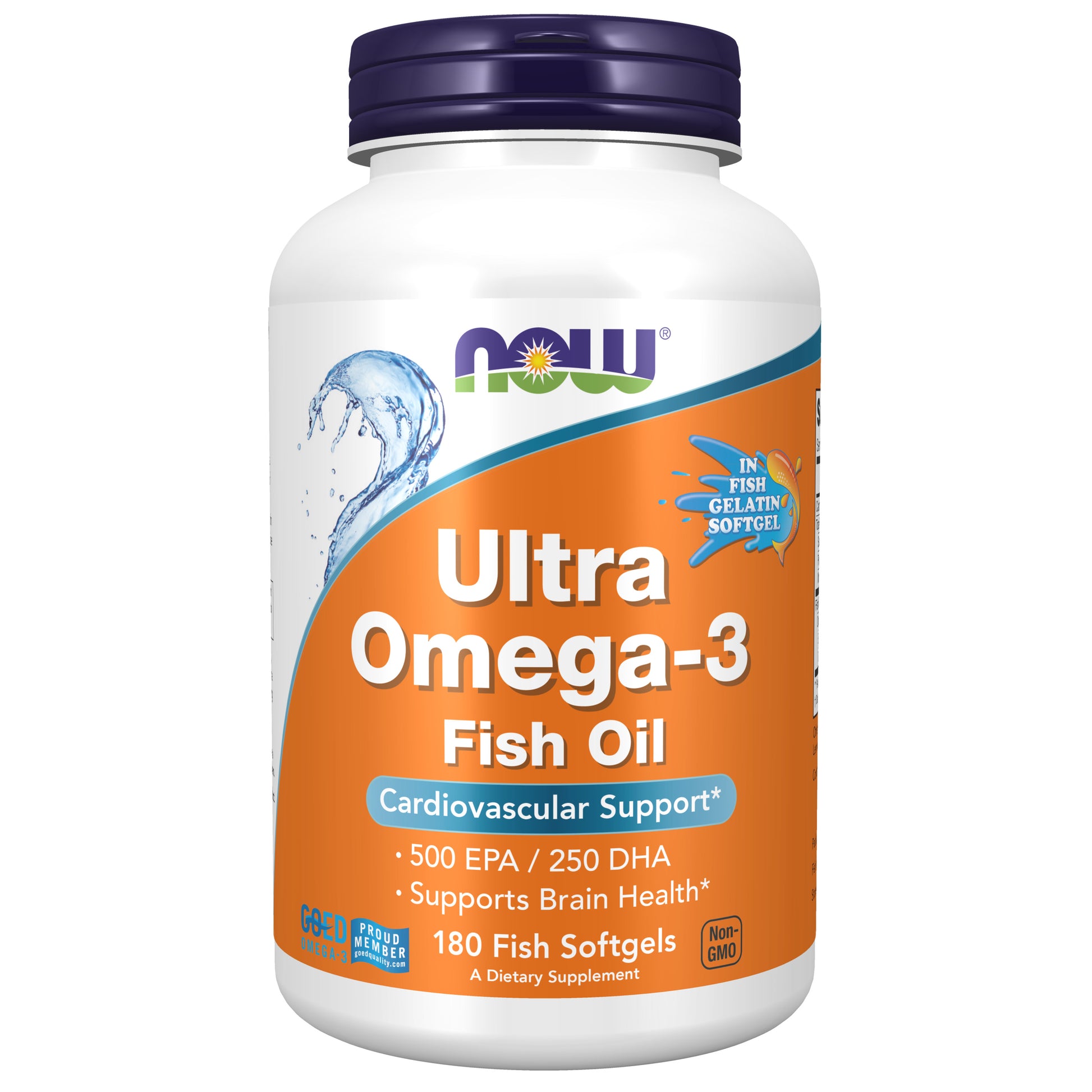 now - ultra omega-3, 500 epa and 250 dha, 180-fish gelatin softgels