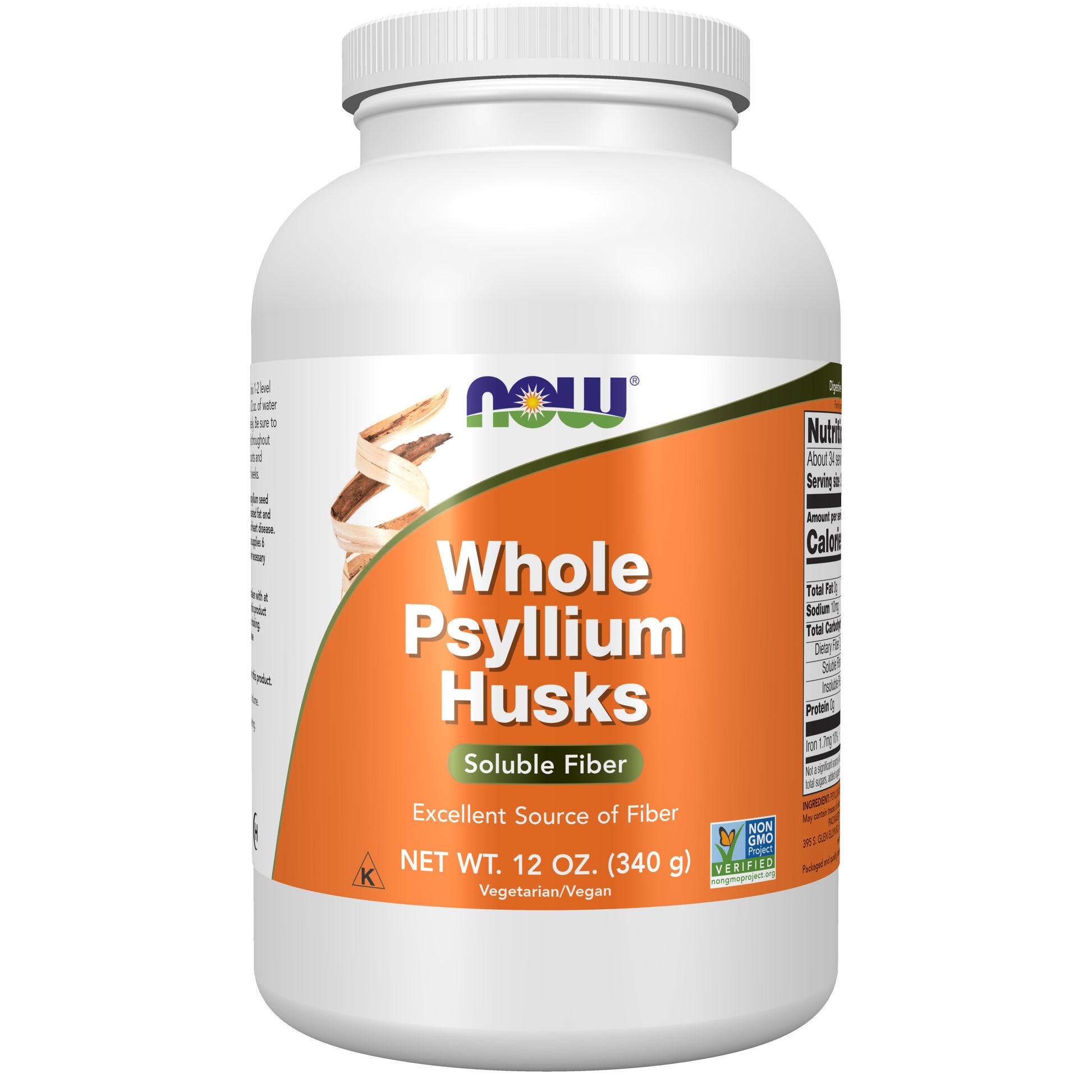 now - whole psyllium husks, 340 gramas