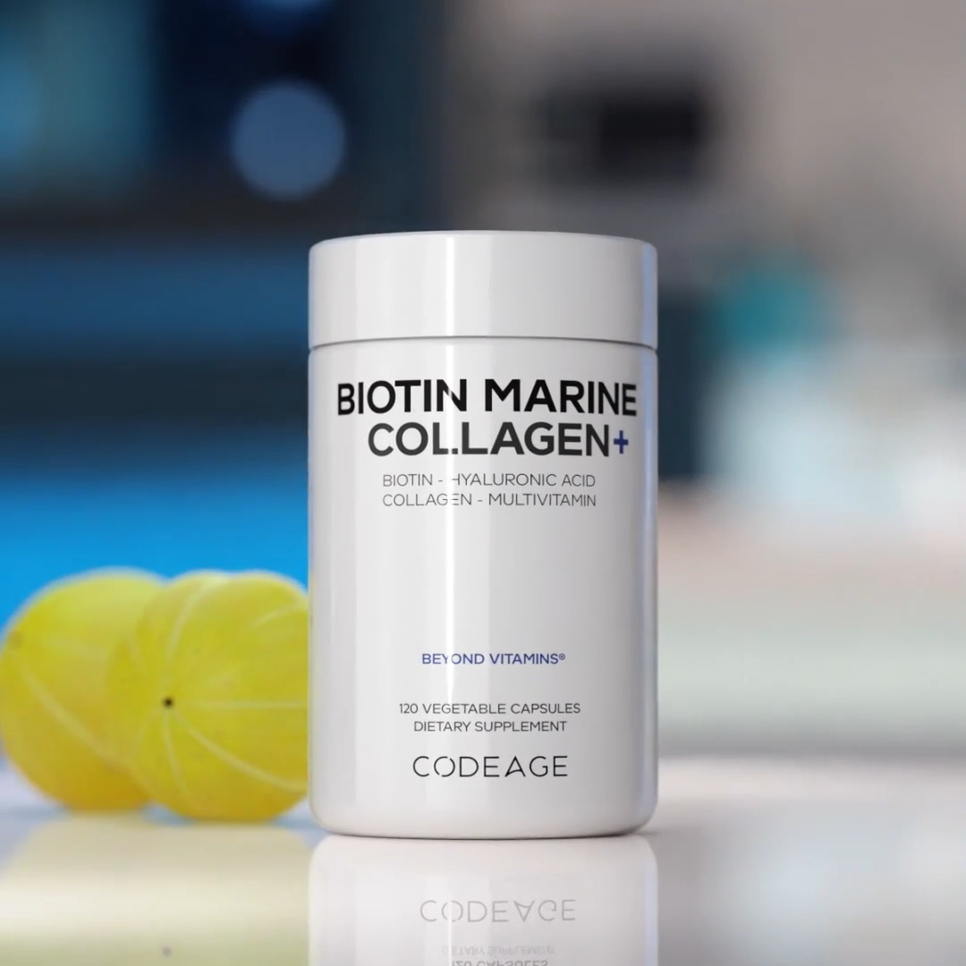 biotin marine collagen - 120 cápsulas vegetales - codeage